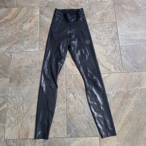 Adidas by Stella McCartney Metallic Shimmer High Rise Leggings Black Womens XS